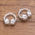 Polished silver metal headphone charm with hanging hole for DIY jewelry making - Silver