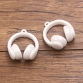 White mini headphone charms for DIY keychain making with glossy resin finish - White
