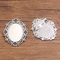 Antik-silberne ovale Broschenfassung mit Weinrebenmuster und Anstecknadel für DIY-Schmuck - Antiksilber (Stil 6)