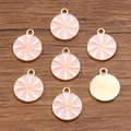 Pink and white enamel spiral candy charm with KC gold alloy base for DIY jewelry - Style 3 Round Swirl (3 Pink) / Pink