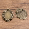 Antike Bronze-Broschenbasis oval mit hohlem Spitzenrand für DIY-Schmuckherstellung - Antike Bronze (Stil 6)