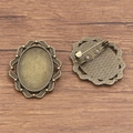 Antik-bronze ovale Broschenfassungen mit Vintage-Hohlspitze und rückseitiger Nadel - Antike Bronze (Stil 7)