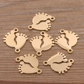 Golden stainless steel baby feet connector charms for DIY bracelet and jewelry making - Baby Footprint Style (No. 2 Gold)