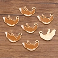Brown enamel stingray charm in gold alloy finish for DIY jewelry making supplies - Coffee Manta Ray