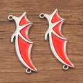 Red enamel bat wing connectors in silver zinc alloy for DIY jewelry making - Enamel Red Bat (18X49mm)