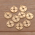 Golden stainless steel compass charm with hollow star and directional engraving - Compass Style (No. 4 Gold)