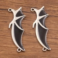 DIY silver alloy bat wing connector with black enamel finish for Gothic jewelry making - Enamel Black Bat (18X49mm)