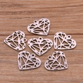 Hollow geometric heart pendant connector in silver finish for DIY jewelry making - Hollow Geometric Heart Style (No. 5 Silver Tone)