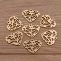 Golden heart jewelry connectors with hollow diamond-cut design for DIY craft making - Hollow Geometric Heart Style (No. 5 Gold)