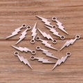 Silver lightning bolt stainless steel pendants for DIY jewelry making and connectors - Lightning Style (No. 6 Silver Tone)