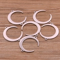 Set of 6 silver crescent moon stainless steel connectors for DIY jewelry making - Crescent Style (No. 10 Silver Tone)