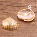 Pendentif coquillage réaliste en acrylique pour bijoux DIY avec textures brunes naturelles - Coquillage No 4 / 26x27mm