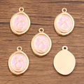 Ciondoli ovali in lega oro e rosa con luna e stelle per creazione di gioielli fai da te - 15x22mm / Stile Motivo Lunare Rosa