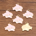 Pink and gold DIY alloy shark pendant charms for handmade jewelry making and crafts - Pink Shark