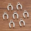 Set of 7 vintage silver horseshoe alloy charms for DIY Western style jewelry making - No.1 Antique Silver