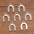 Good Luck horseshoe charms in antique silver alloy finish for DIY jewelry crafts - No.2 Antique Silver