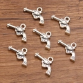Zilveren western revolver bedeltjes van legering met sterdetail voor DIY-sieraden - Nr.3 Antiek Zilver