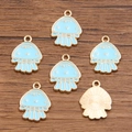 Light blue enamel jellyfish charms with gold plating for DIY jewelry making sets - Blue Jellyfish