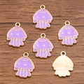 Golden jellyfish alloy charms with purple enamel drip oil for DIY jewelry making - Purple Jellyfish