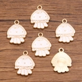 DIY gold alloy jellyfish pendants with white enamel finish for jewelry making - White Jellyfish