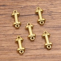 Polished gold bone-shaped charms in 304 stainless steel for DIY jewelry making - 1616 Gold Color (5X13mm)