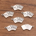 Set di ciondoli a forma di carte da poker in argento antico per gioielli fai da te - No.7 Argento Antico