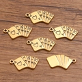 Set ciondoli poker vintage in oro con simboli cuori Royal Flush A K Q J 10 - No.7 Oro Antico