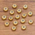 Vakuumvergoldete Edelstahlperlen mit großem Loch und Silikonstoppern für Schmuck - 0,9g / Gold 10X3mm
