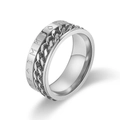 Anillo giratorio vintage de acero de titanio con grabados de runas y textura cadena - US 7 / Plateado