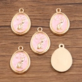 Ciondoli ovali con gatto e luna rosa in lega dorata per la creazione di gioielli fai da te - 15x22mm / No.4 Cat Style Pink