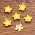 Yellow and white cherry blossom flower charms with KC gold plating for DIY jewelry - 1 Piece / Yellow