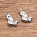 Pair of polished silver stainless steel butterfly wing charms for DIY jewelry making - 1555 Silver (Butterfly Wing) / 10x13mm