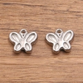 Pair of silver butterfly charms in 304 stainless steel for DIY jewelry making - 1548 Silver (Hollow Butterfly)