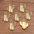 Set di 7 ciondoli a cactus in lega oro antico per creazione gioielli western - No.10 Oro Antico