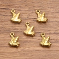 Set of 5 gold-plated stainless steel bird charms for DIY necklace jewelry making - 1597 Gold (Flying Bird)