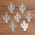 Set di 7 ciondoli a cactus in argento vintage in lega di zinco per creazione gioielli DIY - No.11 Argento Antico