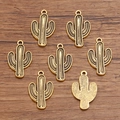 Set di 7 ciondoli a forma di cactus in lega oro vintage per creazione di gioielli DIY - No.11 Oro Antico