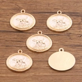 Ciondoli ovali in lega oro KC con smalto rosa per la creazione di gioielli fai da te - 20x21mm / No.5 Dog Style White