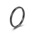 Bague minimaliste en acier au tungstène noir avec une surface bombée polie et lisse - Taille 6 / Noir