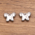 Set of 304 stainless steel butterfly charms with polished silver finish and hanging loops - 1552 Silver (Butterfly)