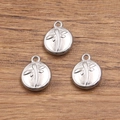 Three silver stainless steel dragonfly relief charms for DIY jewelry making - 1562 Silver (Dragonfly Disc)