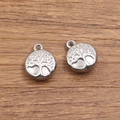 Paire de pendentifs arbre de vie en acier inoxydable pour accessoires bijoux DIY - Arbre de Vie Rond (1557 Couleur Acier)