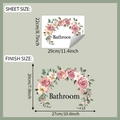 Guía de dimensiones para vinilo decorativo de baño con flores rosas y medidas de aplicación - 22*29cm (fun-f462)