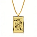 Collana in acciaio inossidabile placcato oro 18K con ciondolo carta Re di Cuori - Oro Re di Cuori (Con Catena da 60cm)
