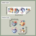 Details zu Wandtattoo-Aquarell-Teetassen mit Blumen, Schmetterlingen und Abmessungen - 30x90cm