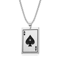 Collana con ciondolo asso di picche in acciaio inossidabile argento con finitura lucida - Color Acciaio Asso di Picche (Con Catena da 60cm)