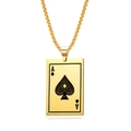 Collana in acciaio inossidabile placcato oro 18K con ciondolo carta da poker Asso di Picche - Oro Asso di Picche (Con Catena da 60cm)
