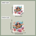 Detailed sheet and finish size specifications for cartoon sea turtle toilet wall sticker - 29*29CM (fun-m313)