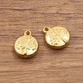 Pendentifs Arbre de Vie en acier inoxydable doré 304 pour création de bijoux - Arbre de Vie en Relief (1559 Couleur Or)