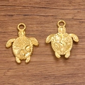 Golden sea turtle charm pendants with sea star and shell motifs for DIY jewelry making - Sea Turtle / Gold